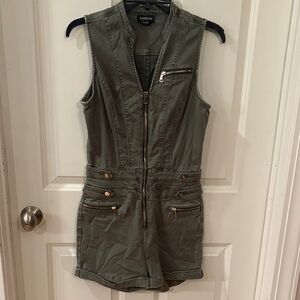 Bebe Khaki Sleeveless Romper